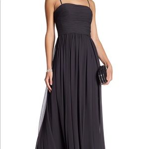 NWT Vera Wang Charcoal Chiffon Strapless Gown